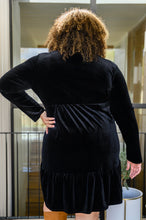 Load image into Gallery viewer, Jentsyn Velvet V-Neck Dress in Black