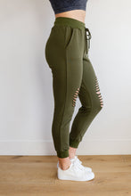 Load image into Gallery viewer, W23 Kick Back Distressed Joggers in Olive