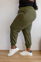 Load image into Gallery viewer, W23 Kick Back Distressed Joggers in Olive