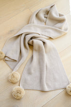Load image into Gallery viewer, W23 Knitted Fuzzy Pom Pom Scarf In Beige