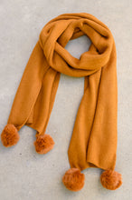 Load image into Gallery viewer, W23 Knitted Fuzzy Pom Pom Scarf In Ginger