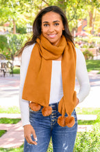 Load image into Gallery viewer, W23 Knitted Fuzzy Pom Pom Scarf In Ginger