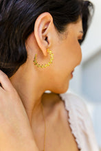Load image into Gallery viewer, Waterproof, No Tarnish, Laurel Wreath Hoop Earrings