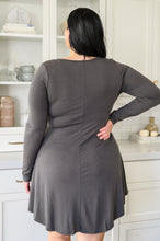 Load image into Gallery viewer, Long Sleeve Button Down Dress In Ash Gray