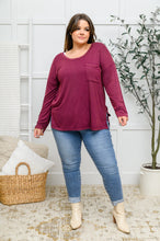 Load image into Gallery viewer, W23 Long Sleeve Knit Top with Pocket in Burgundy