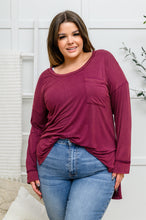 Load image into Gallery viewer, W23 Long Sleeve Knit Top with Pocket in Burgundy