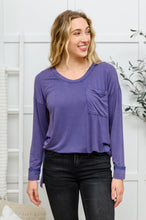 Load image into Gallery viewer, W23 Long Sleeve Knit Top with Pocket in Denim Blue