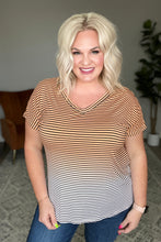Load image into Gallery viewer, SP24- Ombre Stripe V-Neck T in Neon Coral