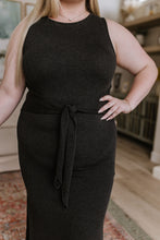 Load image into Gallery viewer, Out on the Town Tie Detail Midi Dress in Charcoal