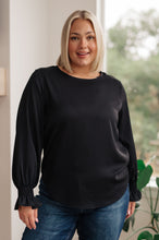 Load image into Gallery viewer, SP24- Peaceful Moments Smocked Sleeve Blouse in Black (Reg & Curvy)