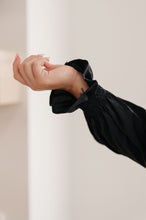 Load image into Gallery viewer, SP24- Peaceful Moments Smocked Sleeve Blouse in Black (Reg & Curvy)