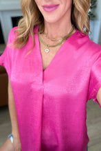 Load image into Gallery viewer, ANDREE BY UNIT- Pleat Front V-Neck Top in Hot Pink