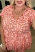 Load image into Gallery viewer, HAPTICS- Flirty and Thriving Floral Flutter Sleeve Top in Peach