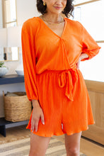 Load image into Gallery viewer, WHITE BIRCH- Roll With me Romper in Tangerine
