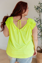 Load image into Gallery viewer, DEAR SCARLETT- Ruched Cap Sleeve Top in Neon Green