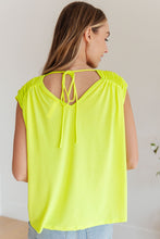 Load image into Gallery viewer, DEAR SCARLETT- Ruched Cap Sleeve Top in Neon Green