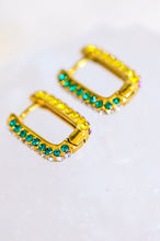 Load image into Gallery viewer, AVE SHOPS- Waterproof, No Tarnish, Set in Stone, Rainbow Huggie Earrings