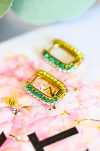 Load image into Gallery viewer, AVE SHOPS- Waterproof, No Tarnish, Set in Stone, Rainbow Huggie Earrings