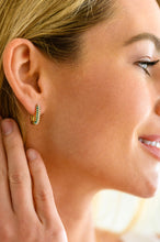 Load image into Gallery viewer, AVE SHOPS- Waterproof, No Tarnish, Set in Stone, Rainbow Huggie Earrings