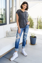 Load image into Gallery viewer, SP24- She's Alright Mineral Wash Sleeveless Henley (Reg & Curvy)
