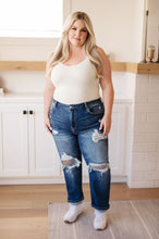 Load image into Gallery viewer, Suki Mid Rise Sequin Patch Tapered Jeans by Risen (Sizes 1 - 3XL)