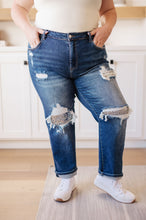Load image into Gallery viewer, Suki Mid Rise Sequin Patch Tapered Jeans by Risen (Sizes 1 - 3XL)