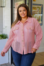 Load image into Gallery viewer, VERY J- Sweeter Than Nectar Lace Button Down in Rose