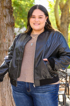 Load image into Gallery viewer, This Is It Faux Leather Bomber Jacket In Black (Reg & Curvy)