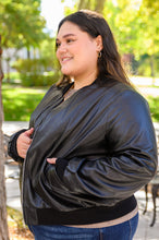Load image into Gallery viewer, This Is It Faux Leather Bomber Jacket In Black (Reg & Curvy)