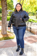 Load image into Gallery viewer, This Is It Faux Leather Bomber Jacket In Black (Reg & Curvy)