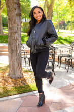 Load image into Gallery viewer, This Is It Faux Leather Bomber Jacket In Black (Reg & Curvy)