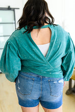 Load image into Gallery viewer, W23 Tied Up In Cuteness Mineral Wash Sweater in Teal