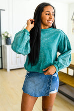 Load image into Gallery viewer, W23 Tied Up In Cuteness Mineral Wash Sweater in Teal