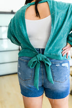 Load image into Gallery viewer, W23 Tied Up In Cuteness Mineral Wash Sweater in Teal