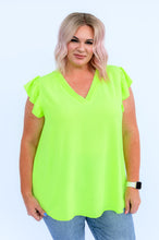 Load image into Gallery viewer, SP24- Under Neon Lights Ruffle Sleeve Top