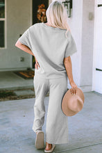 Load image into Gallery viewer, Full Size Texture Short Sleeve Top and Pants Set- Double Take