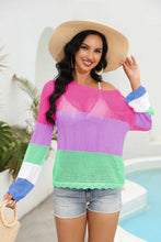 Load image into Gallery viewer, Color Block Boat Neck Sheer Cover Up