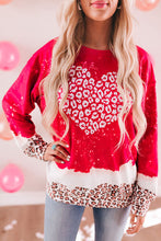 Load image into Gallery viewer, Valentines *Cherry Slushy* : Leopard Heart Sweatshirt