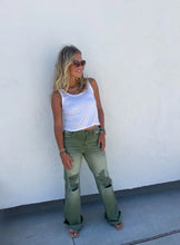 Load image into Gallery viewer, PREORDER: TALL Blakeley Distressed Jeans In Olive and Camel TALL Inseam Ends 8/15