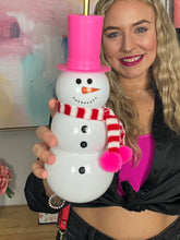 Load image into Gallery viewer, Holds Entire Bottle of Wine Snowman Sipper