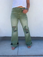 Load image into Gallery viewer, PREORDER: TALL Blakeley Distressed Jeans In Olive and Camel TALL Inseam Ends 8/15