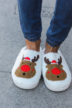 Load image into Gallery viewer, Holiday Red Nose Reindeer Print Fleece Slippers
