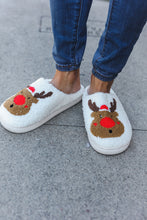 Load image into Gallery viewer, Holiday Red Nose Reindeer Print Fleece Slippers
