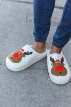 Load image into Gallery viewer, Holiday Red Nose Reindeer Print Fleece Slippers
