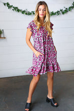 Load image into Gallery viewer, Black Multicolor Floral Babydoll Flutter Sleeve Midi Dress
