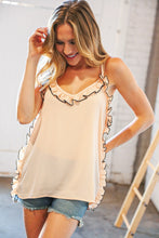 Load image into Gallery viewer, Peach Wool Dobby V Neck Ruffle Hem Tank Top
