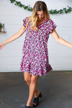 Load image into Gallery viewer, Black Multicolor Floral Babydoll Flutter Sleeve Midi Dress
