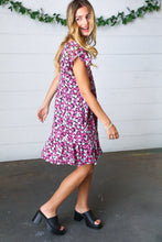 Load image into Gallery viewer, Black Multicolor Floral Babydoll Flutter Sleeve Midi Dress
