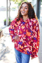Load image into Gallery viewer, You Got This Wine Floral Print Print Frill Mock Neck Top
