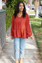 Load image into Gallery viewer, Rust Leopard Wool Dobby Woven Knit Top

